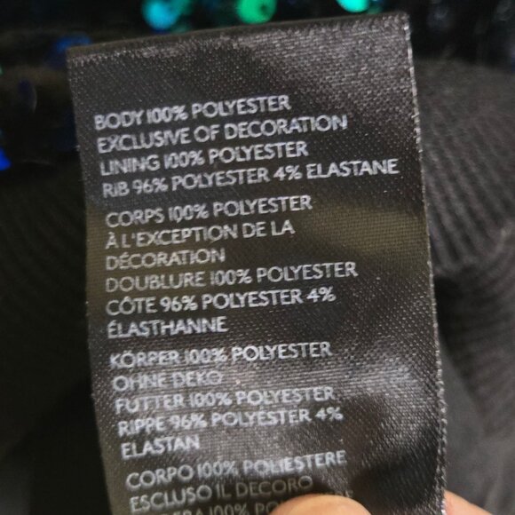 Anthropologie Sequin Velvet Sweatshirt Peacock Green Blue Black Stunning Size S - Picture 9 of 9